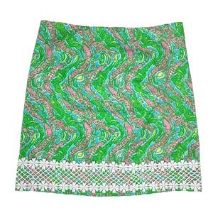 Lilly Pulitzer Lavender Skirt Chomp Chomp Alligators Gators Floral Lace sz 0